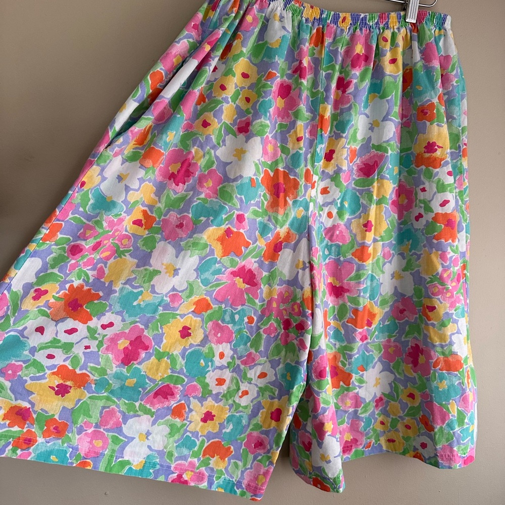 Vintage bright Spring Floral High Waist Women's Shorts Skirt